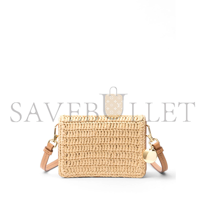 Pra*a woven fabric card holder with shoulder strap 1mr024 (11.5*8*2.5cm)